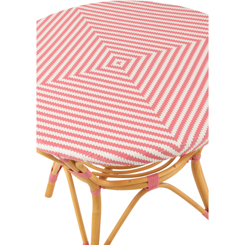 Table à manger extérieur Ronde 4 personnes en Rotin Naturel Plastique Rose Blanc Live - 5