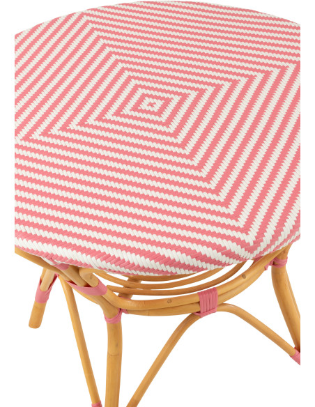 Table à manger extérieur Ronde 4 personnes en Rotin Naturel Plastique Rose Blanc Live - 5