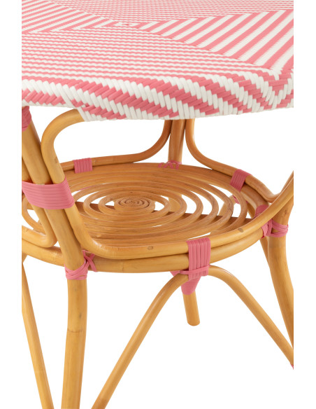 Table à manger extérieur Ronde 4 personnes en Rotin Naturel Plastique Rose Blanc Live - 6