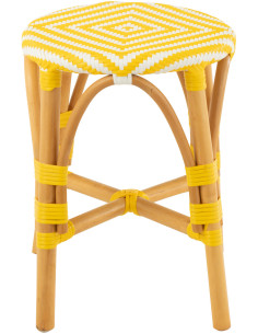 Tabouret extérieur rond en Rotin Naturel Plastique Jaune Blanc Live - 2