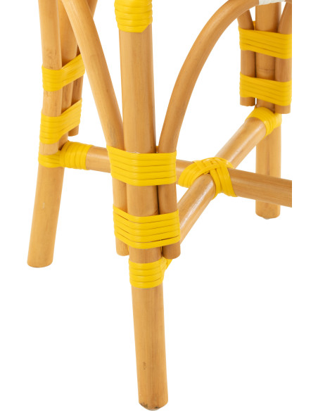 Tabouret extérieur rond en Rotin Naturel Plastique Jaune Blanc Live - 3