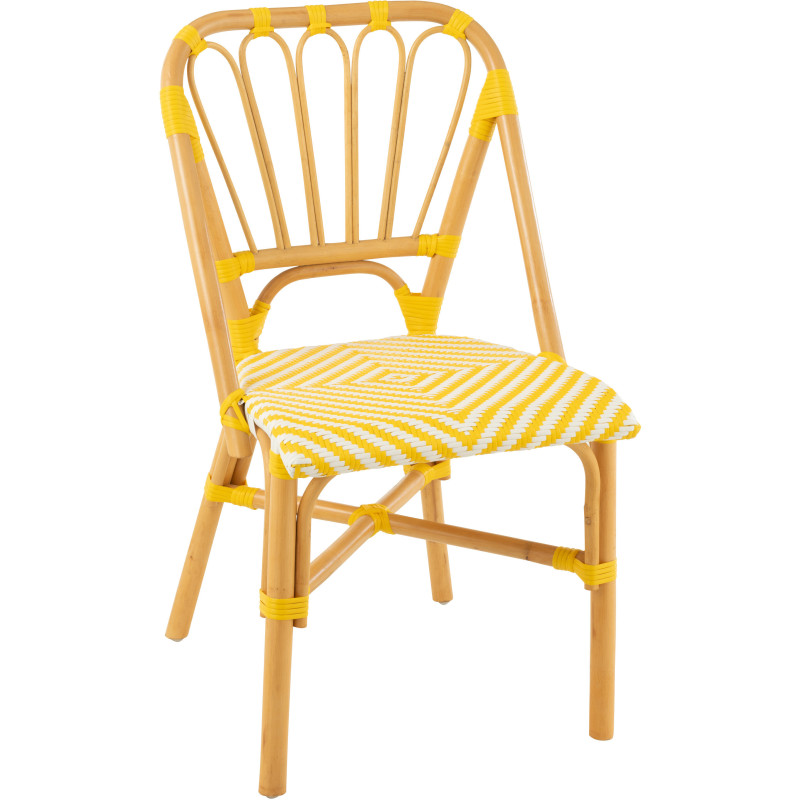 Chaise de jardin en Rotin Naturel Plastique Jaune Blanc Live - 1