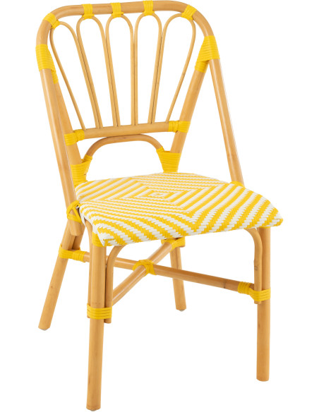 Chaise de jardin en Rotin Naturel Plastique Jaune Blanc Live - 1
