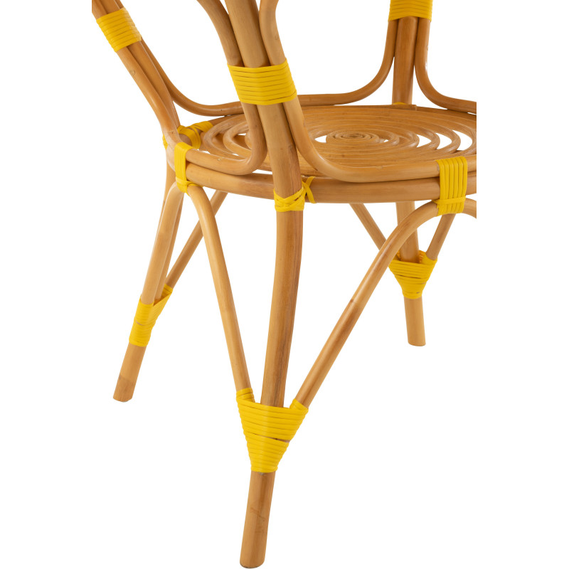 Table à manger extérieur Ronde 4 personnes en Rotin Naturel Plastique Jaune Blanc Live - 4