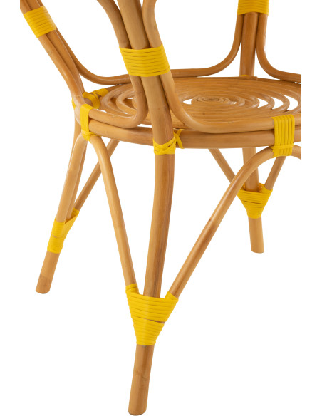 Table à manger extérieur Ronde 4 personnes en Rotin Naturel Plastique Jaune Blanc Live - 4