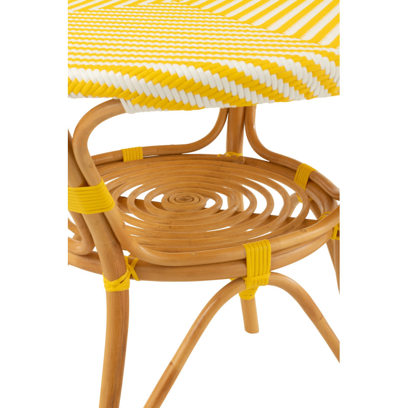 Table à manger extérieur Ronde 4 personnes en Rotin Naturel Plastique Jaune Blanc Live - 6