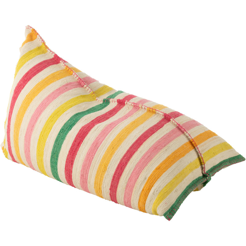 Grand Pouf moderne 150x100 en Coton Blanc Multicolore Motif lignes Cocoon - 1