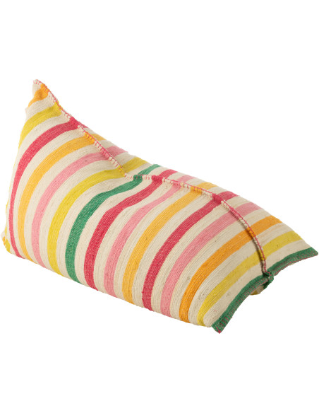 Grand Pouf moderne 150x100 en Coton Blanc Multicolore Motif lignes Cocoon - 1