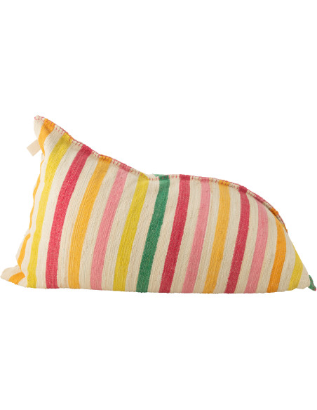 Grand Pouf moderne 150x100 en Coton Blanc Multicolore Motif lignes Cocoon - 4