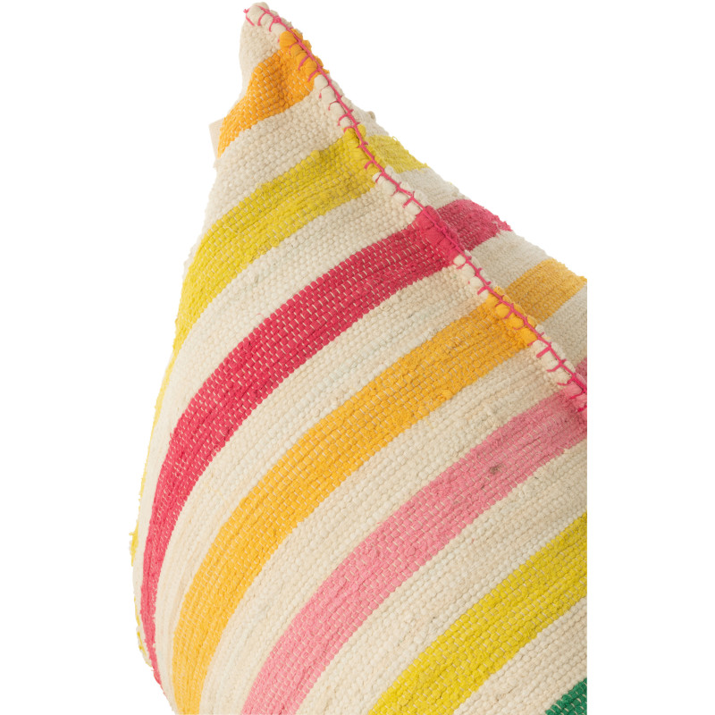 Grand Pouf moderne 150x100 en Coton Blanc Multicolore Motif lignes Cocoon - 6