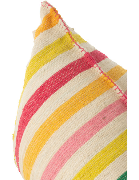 Grand Pouf moderne 150x100 en Coton Blanc Multicolore Motif lignes Cocoon - 6