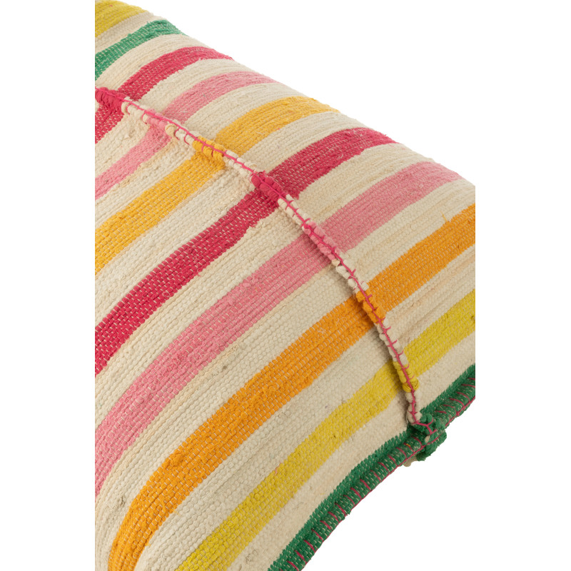 Grand Pouf moderne 150x100 en Coton Blanc Multicolore Motif lignes Cocoon - 7