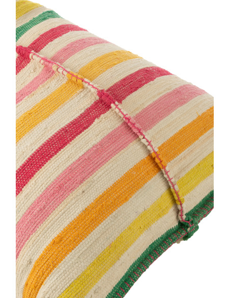 Grand Pouf moderne 150x100 en Coton Blanc Multicolore Motif lignes Cocoon - 7