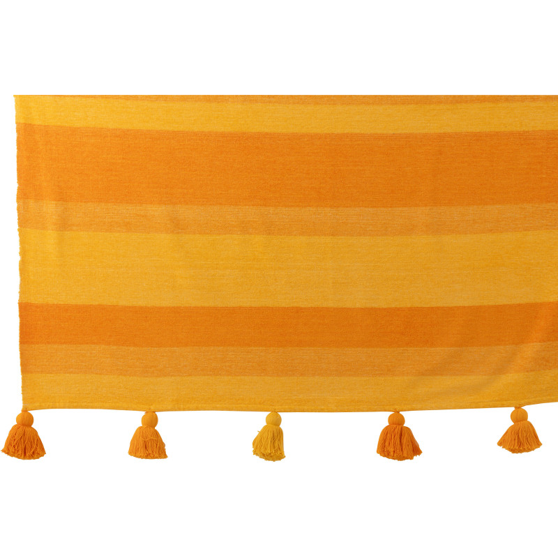 Plaid moderne 130x180 en Coton Orange Avec pompons Motif lignes Tazi - 2
