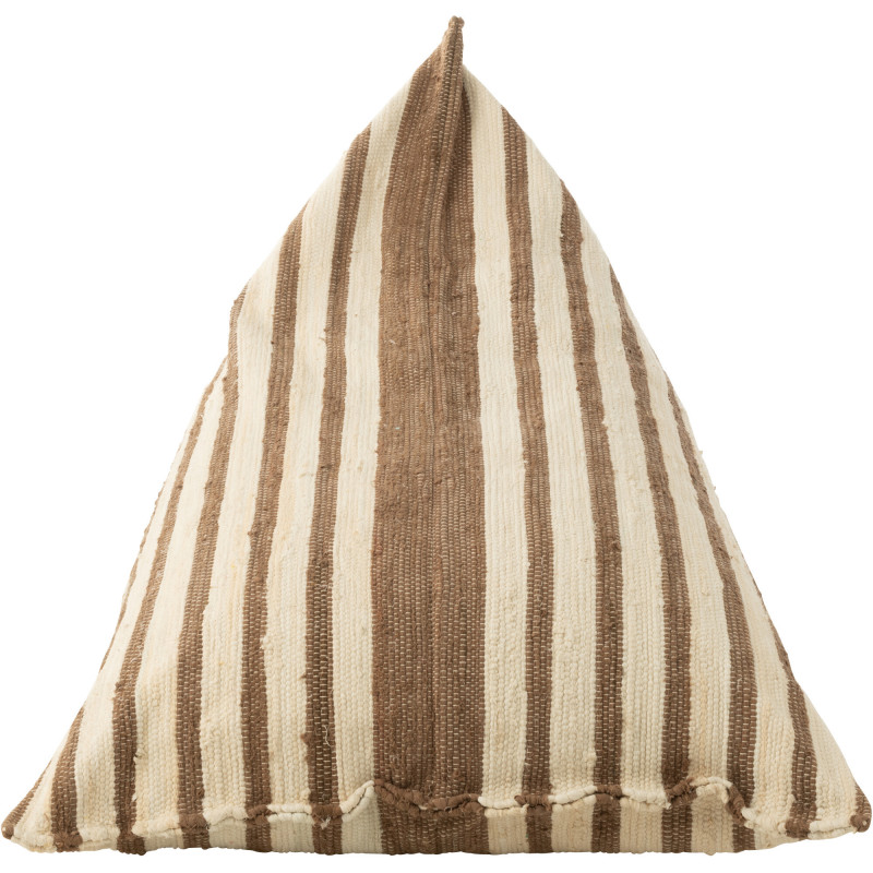 Grand Pouf ethnique chic 150x100 en Coton recyclé Blanc Marron Motif lignes Zoka - 3