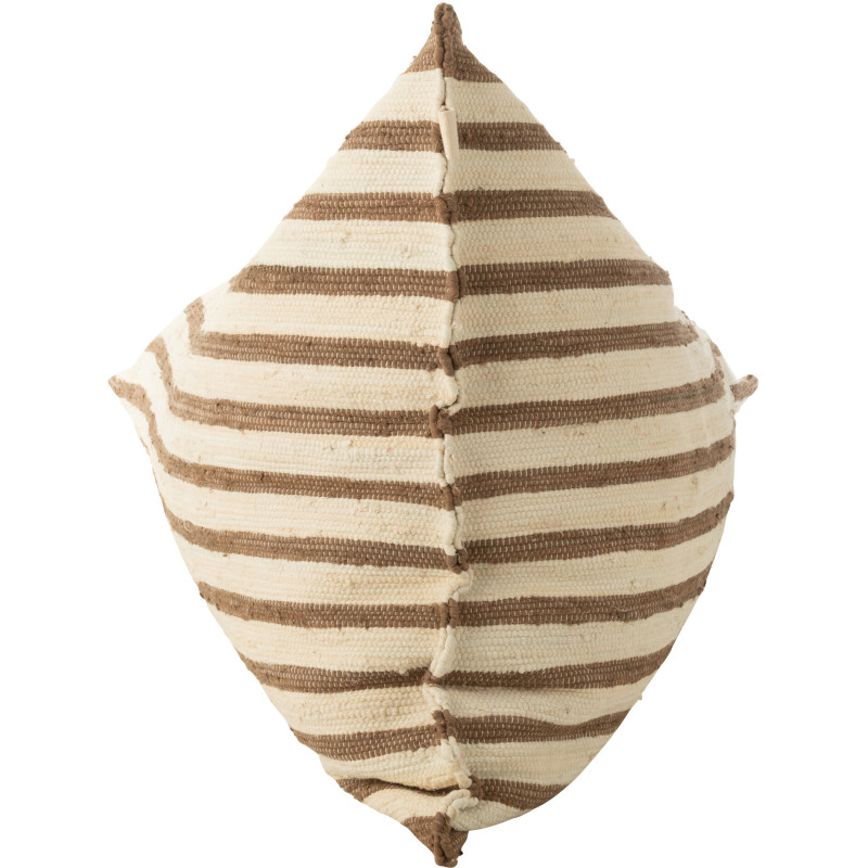 Grand Pouf ethnique chic 150x100 en Coton recyclé Blanc Marron Motif lignes Zoka - 5