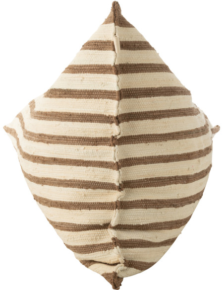 Grand Pouf ethnique chic 150x100 en Coton recyclé Blanc Marron Motif lignes Zoka - 5