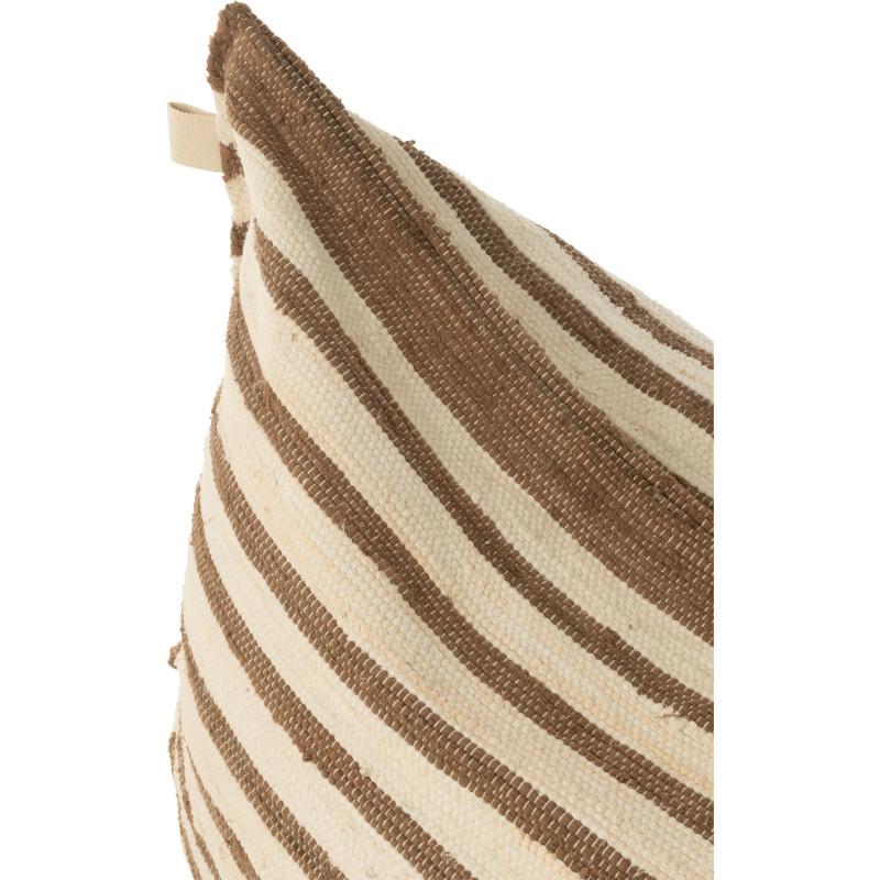 Grand Pouf ethnique chic 150x100 en Coton recyclé Blanc Marron Motif lignes Zoka - 6