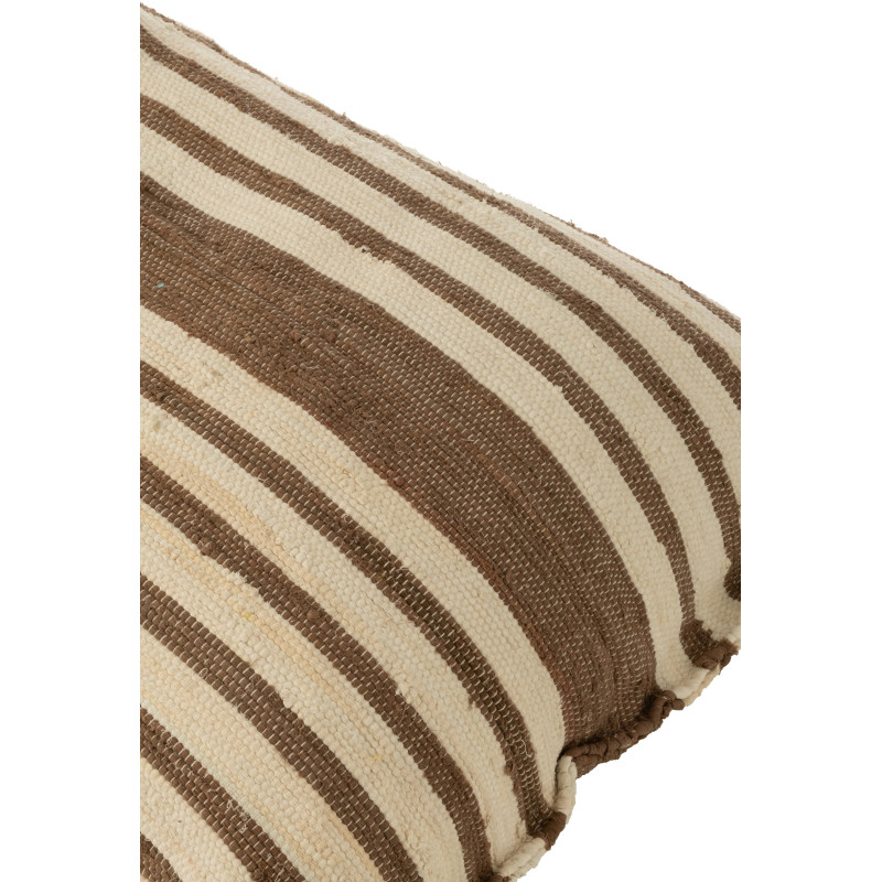 Grand Pouf ethnique chic 150x100 en Coton recyclé Blanc Marron Motif lignes Zoka - 7