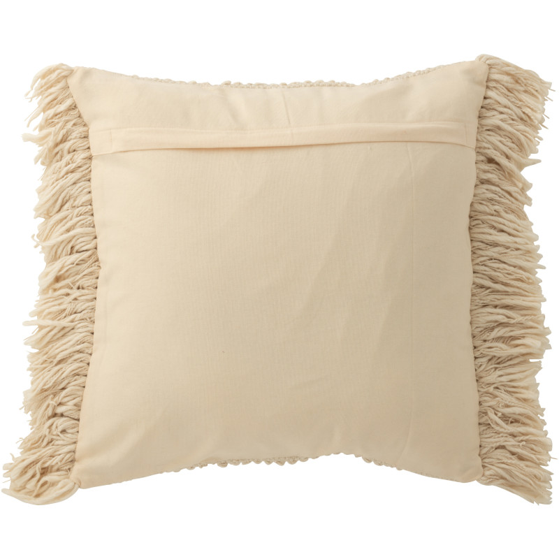 Grand Coussin bord de mer Carré 50x50 en Coton Blanc crème Avec franges Breeze - 2
