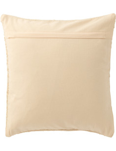 Grand Coussin bord de mer Carré 50x50 en Coton recyclé Saumon Blanc crème Motif tissé Breeze - 2