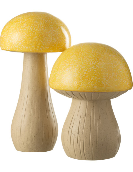 Grandes Statuettes de jardin Champignons en Résine Jaune Beige Mgo - 1