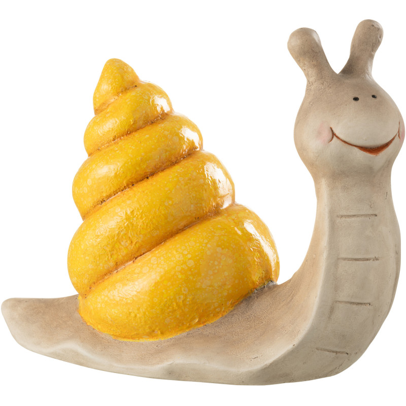 Grande Statuette de jardin Escargot 39 cm en Résine Jaune Beige Mgo - 1