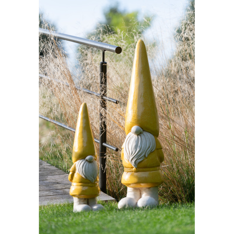 Grande Statue de jardin Lutin Hauteur 96 cm en Résine Jaune Beige Mgo - 2