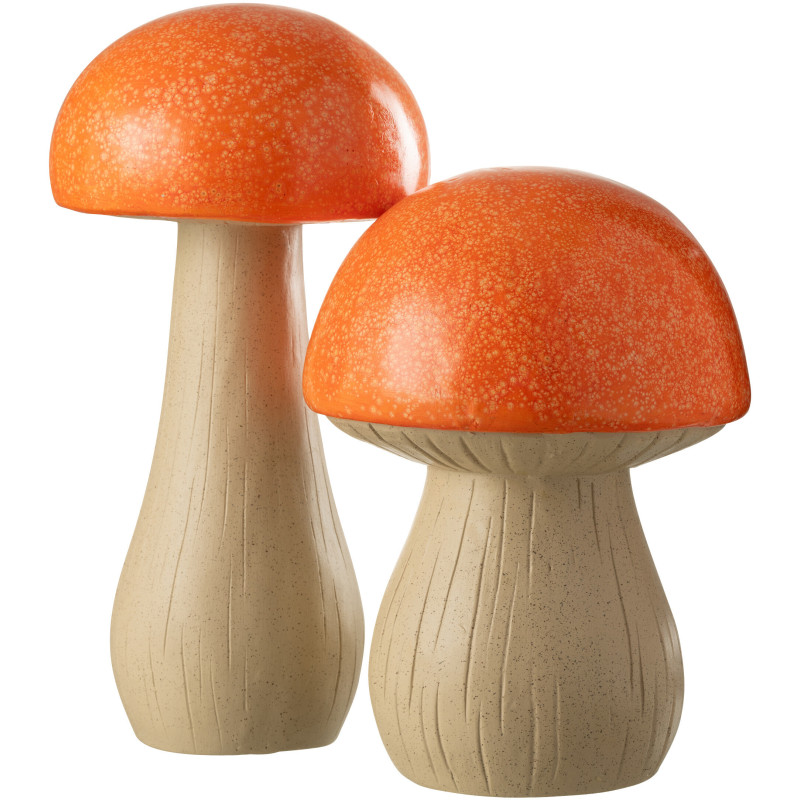 Grandes Statuettes de jardin Champignons en Résine Orange Beige Mgo - 1