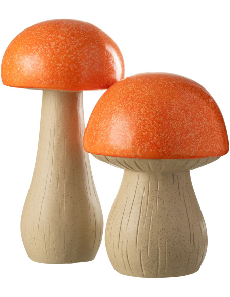 Grandes Statuettes de jardin Champignons en Résine Orange Beige Mgo - 1