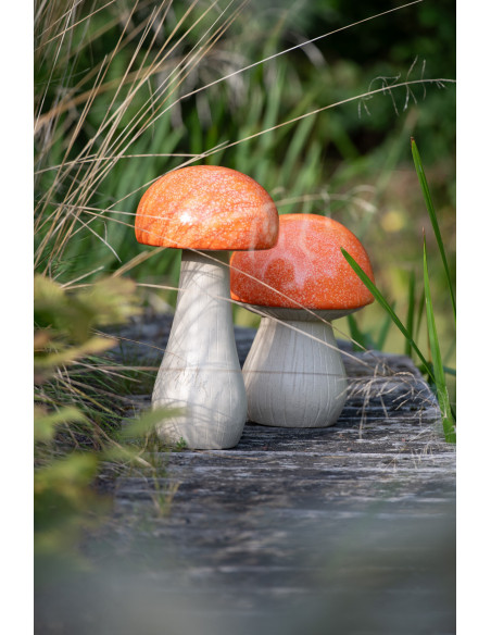 Grandes Statuettes de jardin Champignons en Résine Orange Beige Mgo - 2