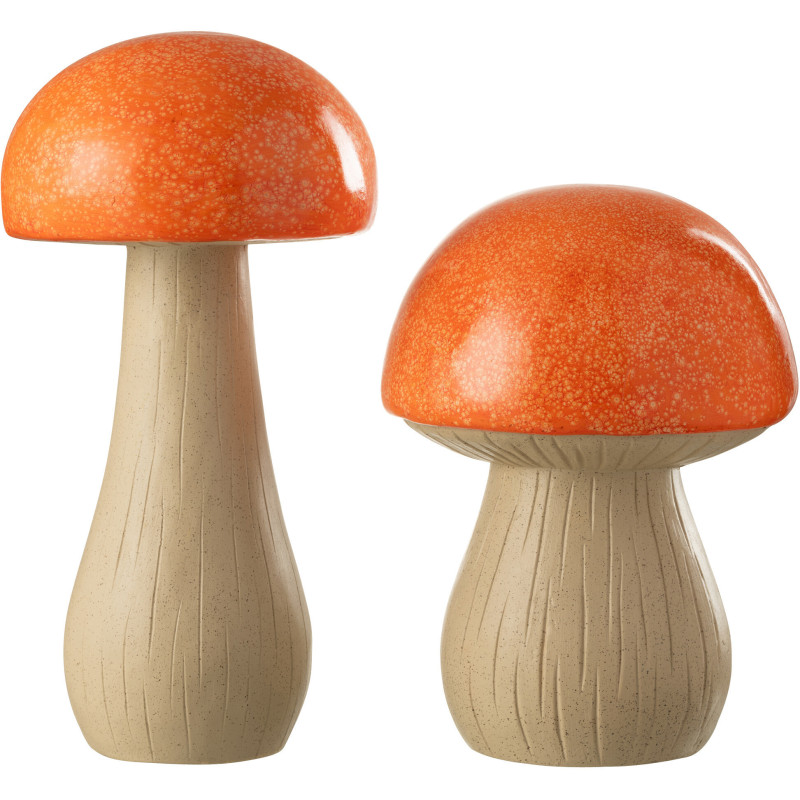 Grandes Statuettes de jardin Champignons en Résine Orange Beige Mgo - 3