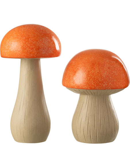 Grandes Statuettes de jardin Champignons en Résine Orange Beige Mgo - 3