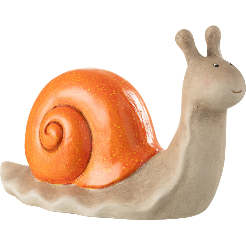 Grande Statuette de jardin Escargot 39 cm en Résine Orange Beige Mgo - 1