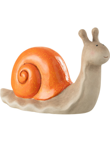 Grande Statuette de jardin Escargot 39 cm en Résine Orange Beige Mgo - 1