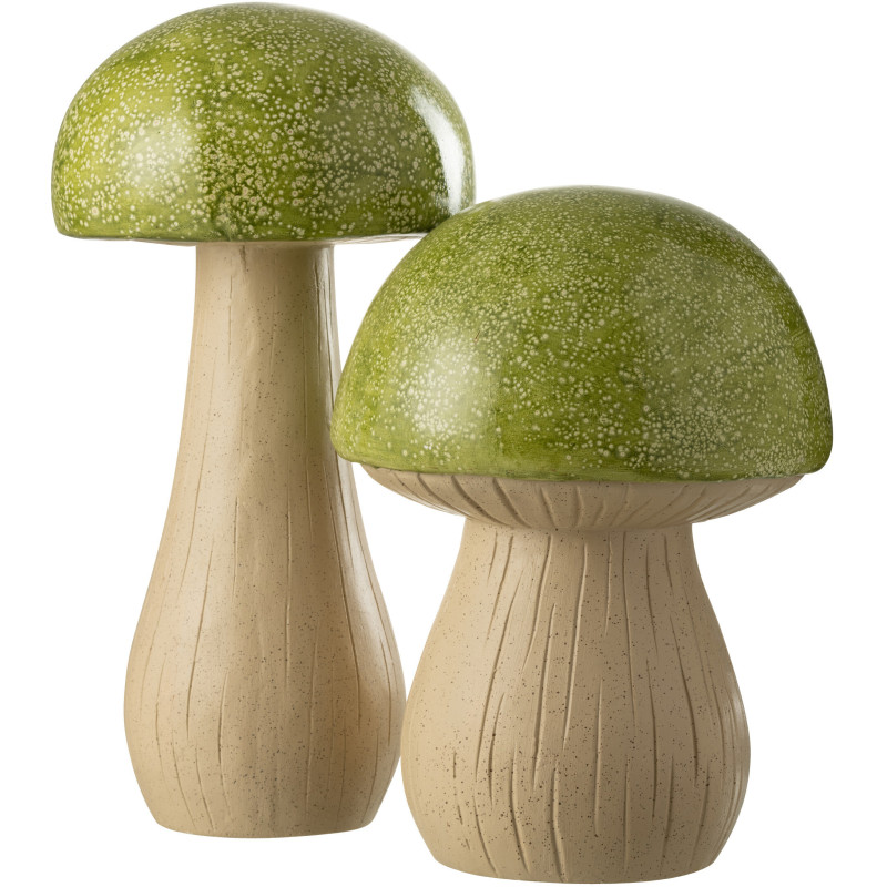 Grandes Statuettes de jardin Champignons en Résine Vert Beige Mgo - 1