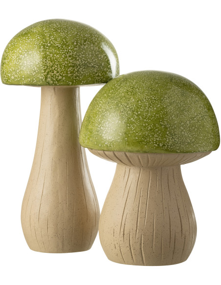 Grandes Statuettes de jardin Champignons en Résine Vert Beige Mgo - 1