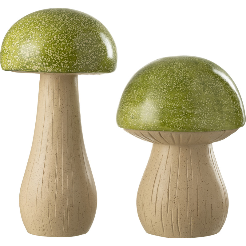 Grandes Statuettes de jardin Champignons en Résine Vert Beige Mgo - 2