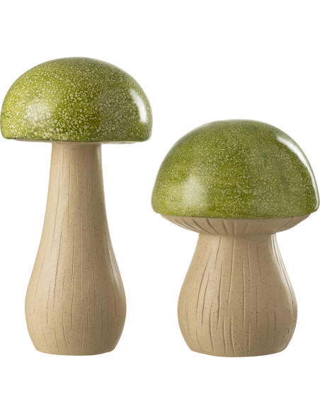 Grandes Statuettes de jardin Champignons en Résine Vert Beige Mgo - 2