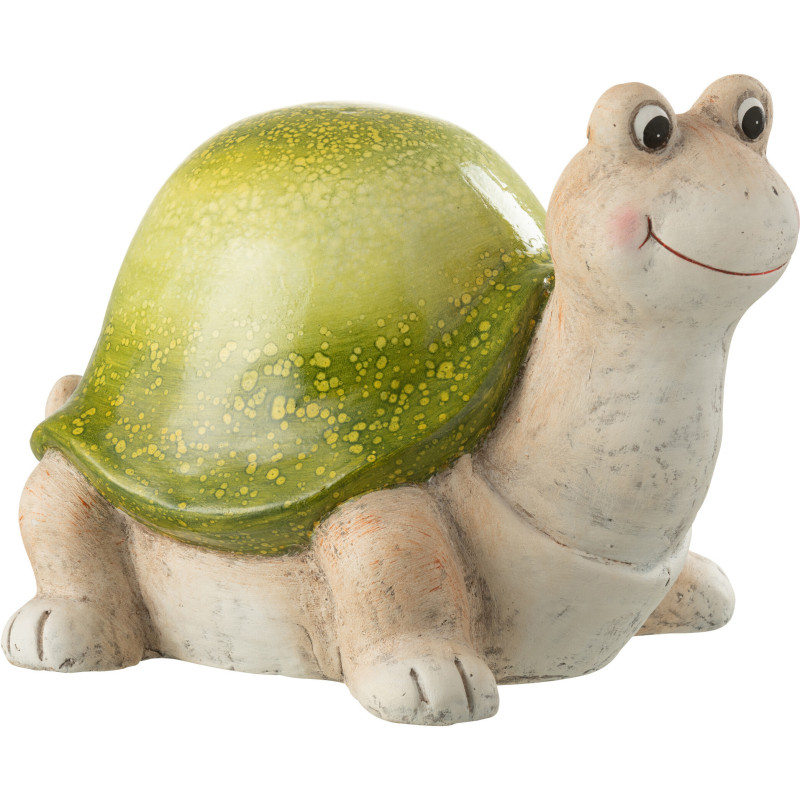 Grande Statuette de jardin Tortue 37 cm en Résine Vert Beige Mgo - 1