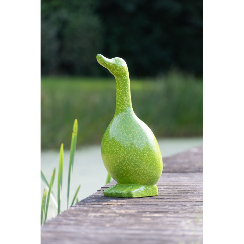 Statue de jardin moderne Oie Hauteur 60 cm en Résine Vert Mgo - 2