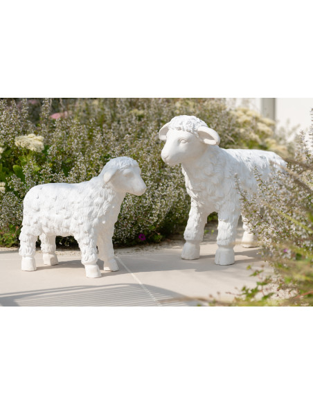 Statue de jardin Mouton 49 cm en Résine Beige Panu - 2