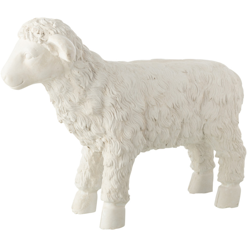 Grande Statue de jardin Mouton 70 cm en Résine Beige Panu - 1