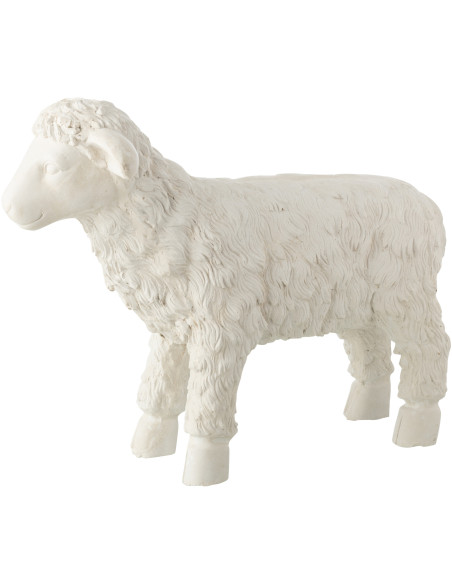 Grande Statue de jardin Mouton 70 cm en Résine Beige Panu - 1