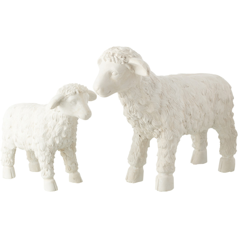 Grande Statue de jardin Mouton 70 cm en Résine Beige Panu - 3