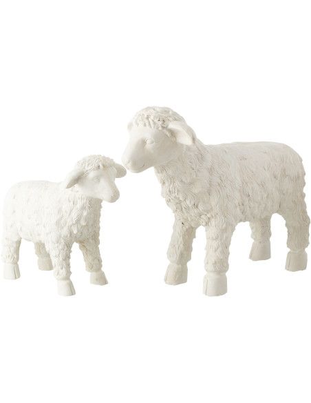 Grande Statue de jardin Mouton 70 cm en Résine Beige Panu - 3