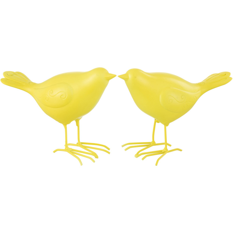 Grandes Statuettes déco modernes Oiseaux en Résine Jaune Zoni (Lot de 2) - 1