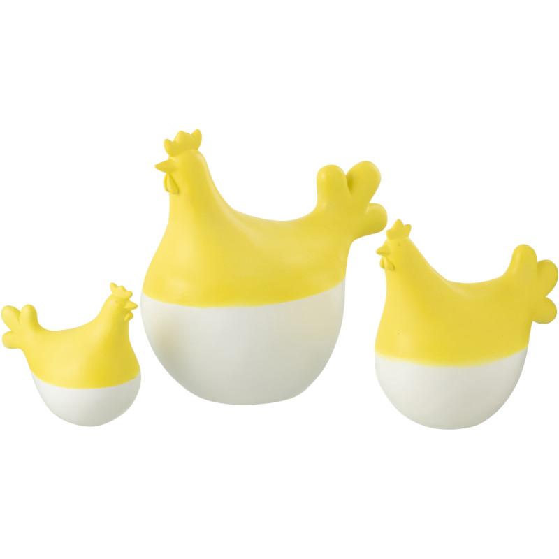 Statuettes déco modernes Coqs en Résine Jaune Blanc Zano (Lot de 3) - 1