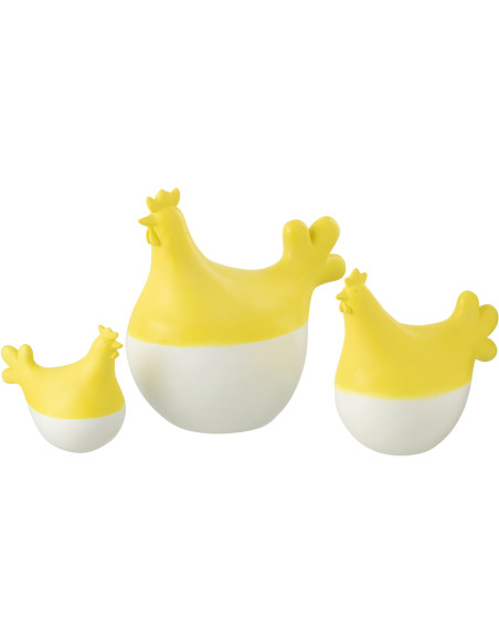 Statuettes déco modernes Coqs en Résine Jaune Blanc Zano (Lot de 3) - 1