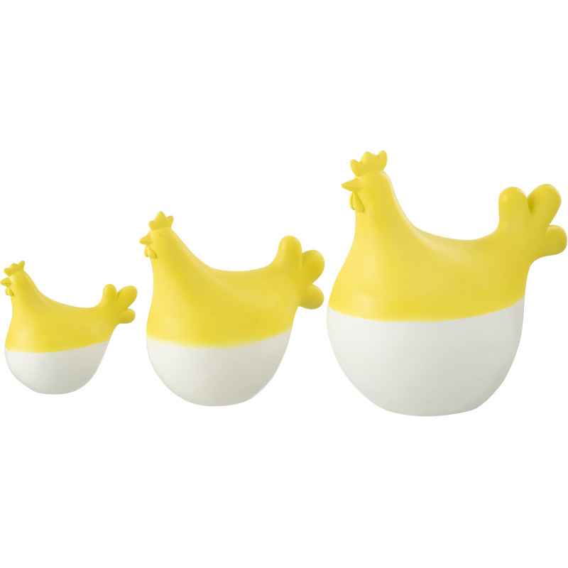 Statuettes déco modernes Coqs en Résine Jaune Blanc Zano (Lot de 3) - 3